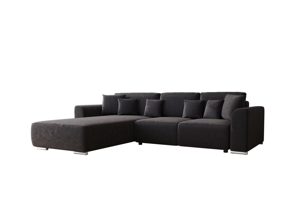ECKSOFA GUSTO L Monolith 97 Links mit Schlaffunktion - Graphitfarben, Textil (279/193cm) - Bedante