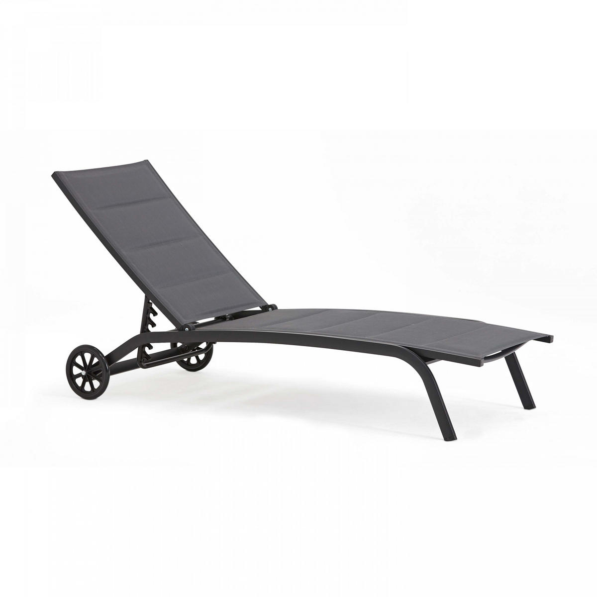 SONNENLIEGE 2-tlg., Schwarz - Schwarz, Metall (70/83/190cm) - Oviala