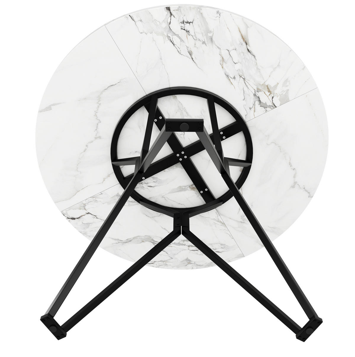 ESSTISCH aus MDF 100x100x76 cm Schwarz mit Marmoroptik, Metallgestell und verstellbaren Füßen - Schwarz, Holzwerkstoff (100/100/76cm) - Modfu