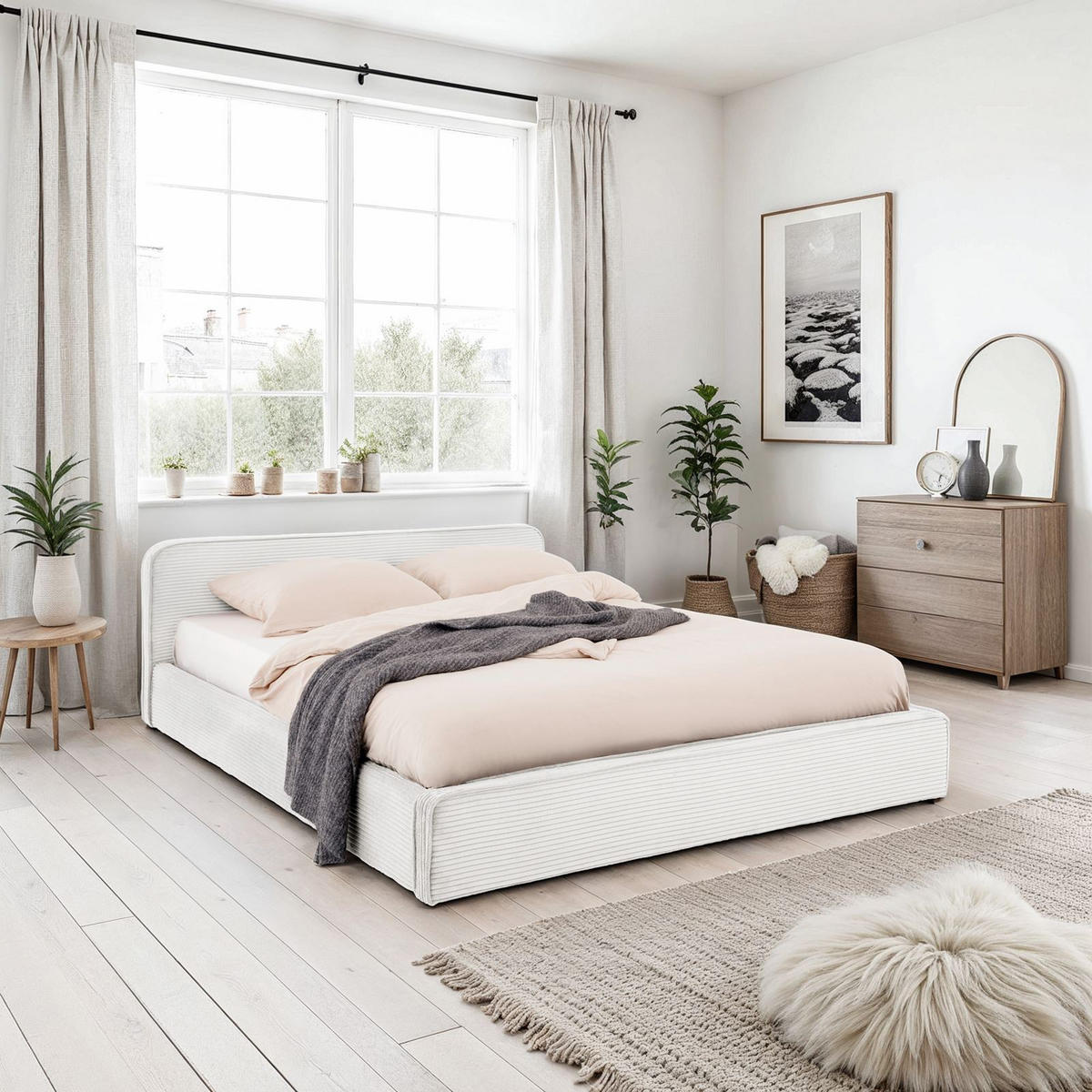 POLSTERBETT CURSIO 140x200 cm Off-White - Weiß, Textil (140/200cm) - IDIMEX