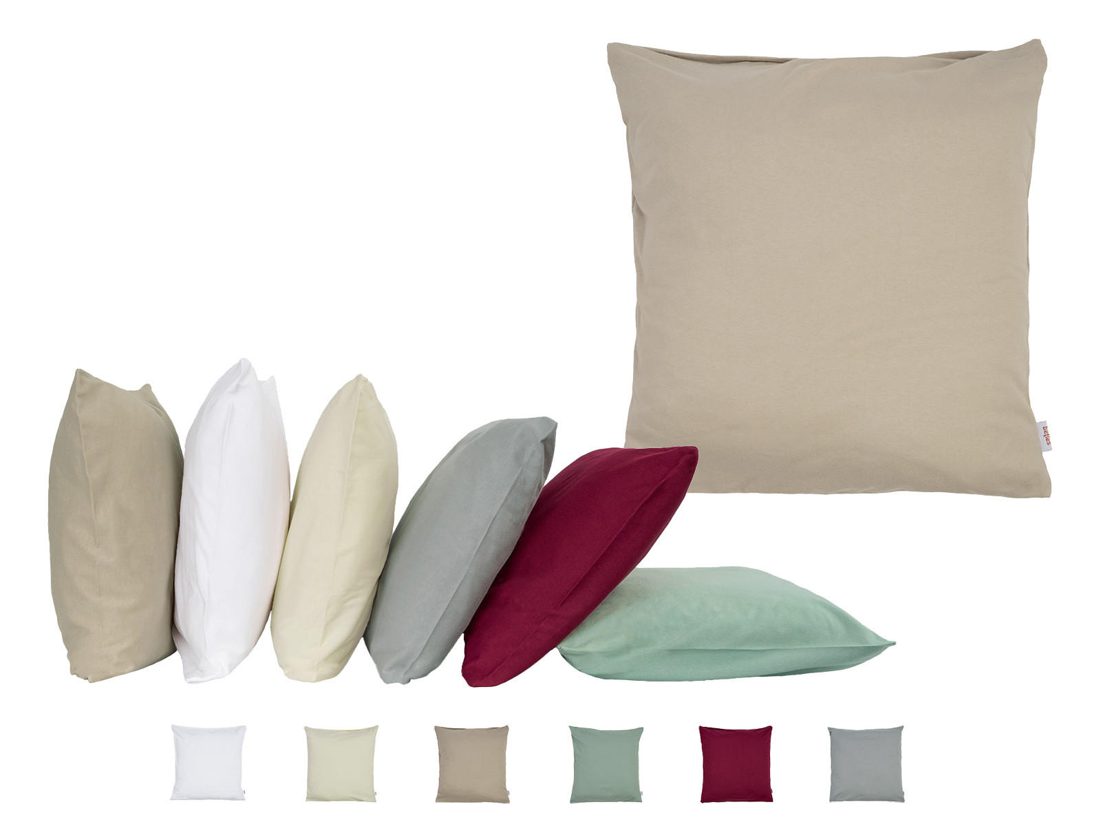 KISSENHÜLLE BasicSoft silber-grau 100% Baumwoll-Jersey 40/40 cm - Grau, Textil (40/40cm) - beties Heimtextil