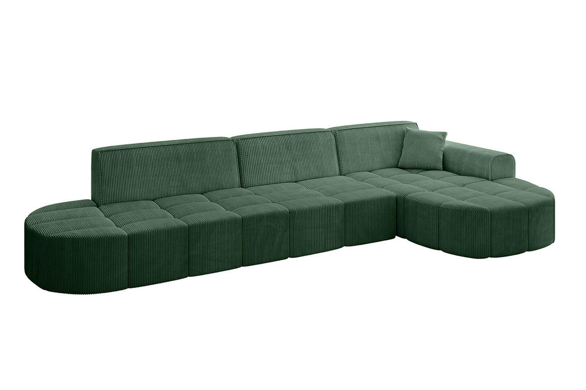 ECKSOFA Ottomane Rechts LIVO-L2 - 337x173x79,5 cm Grün - Grün, Holzwerkstoff/Textil (337/173cm) - ALTDECOR