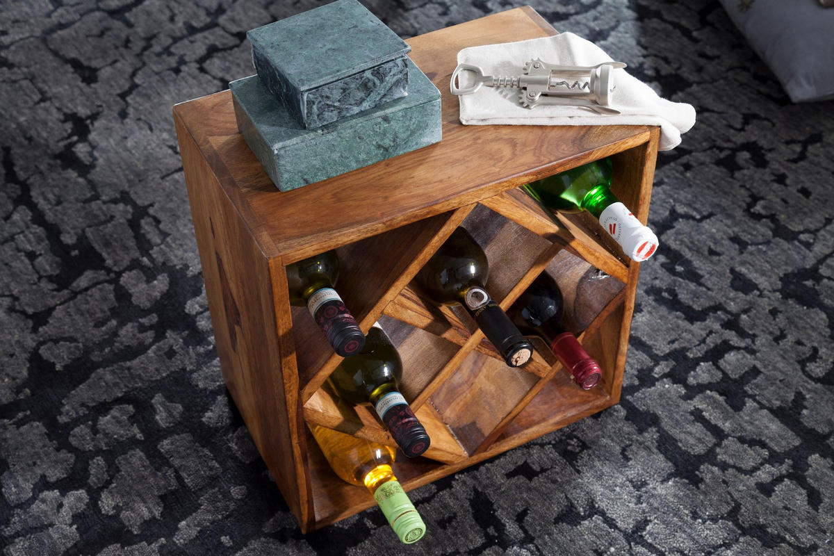 WEINREGAL Massivholz für 8 Flaschen platzsparend - Braun, Holz (40/40/25cm) - KADIMA DESIGN