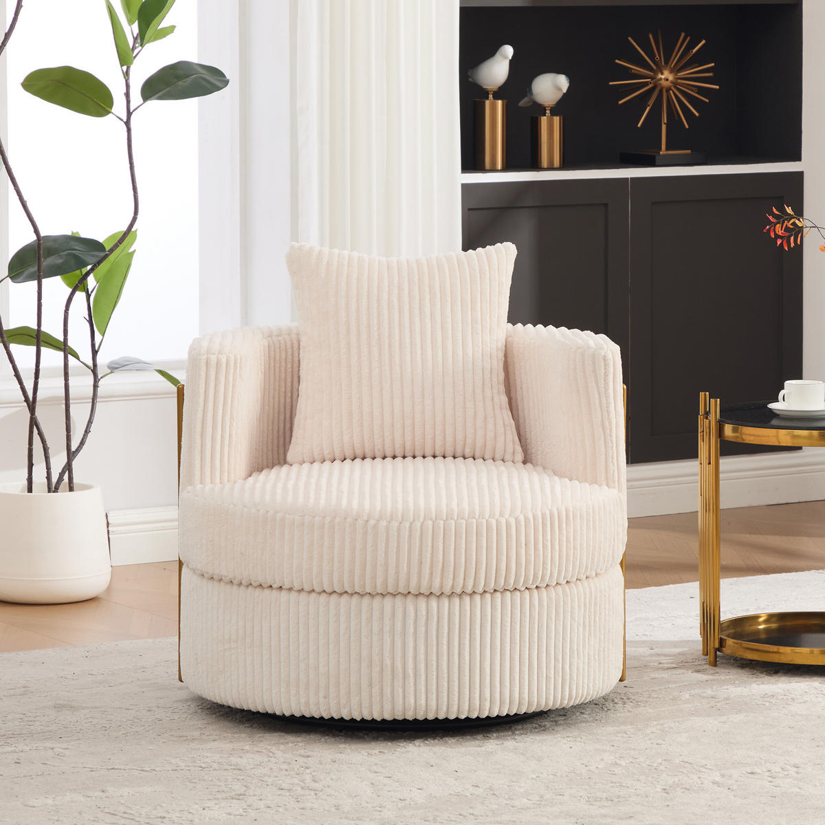 SESSEL DE-33906 360° drehbar mit Stauraum Beige - Beige, Metall (76/78/79cm) - ComfortXL