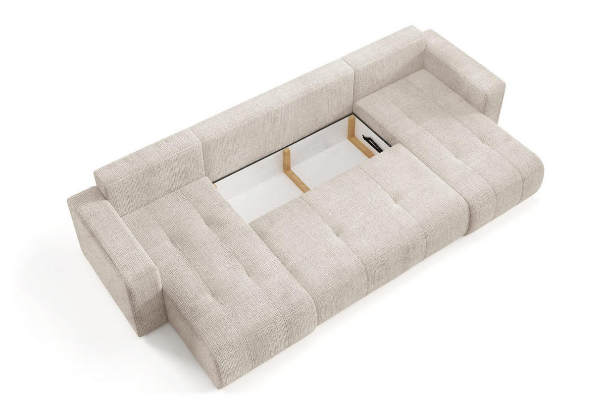 ECKSOFA mit Schlaffunktion Cremig - Beige, Textil (315/145cm) - Furnisell