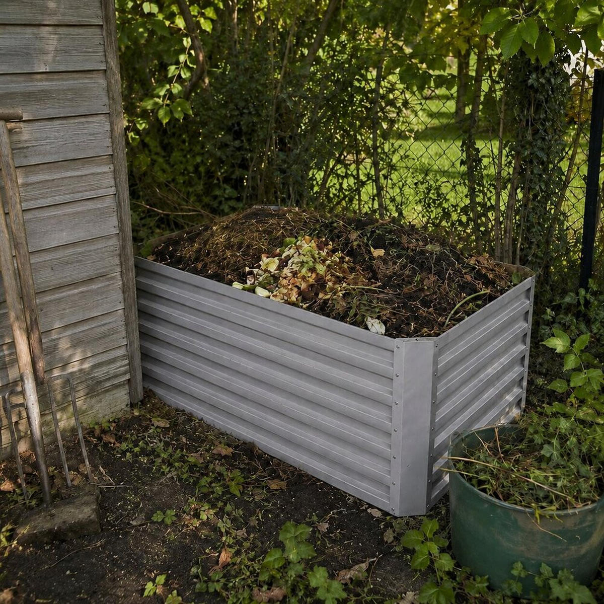 KOMPOSTER Garten, Silber, 120 x 60 cm - Silberfarben, Metall (120/60/60cm) - Vicco