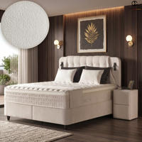 BOXSPRINGBETT MIT BETTKASTEN OSLO 160/200 cm, Ivory, Bettkasten, Matratze, Topper integriert, H3 mittel 7-Zonen Matratze - Creme/Schwarz, Holz/Kunststoff (160/200cm) - Consilio Concept