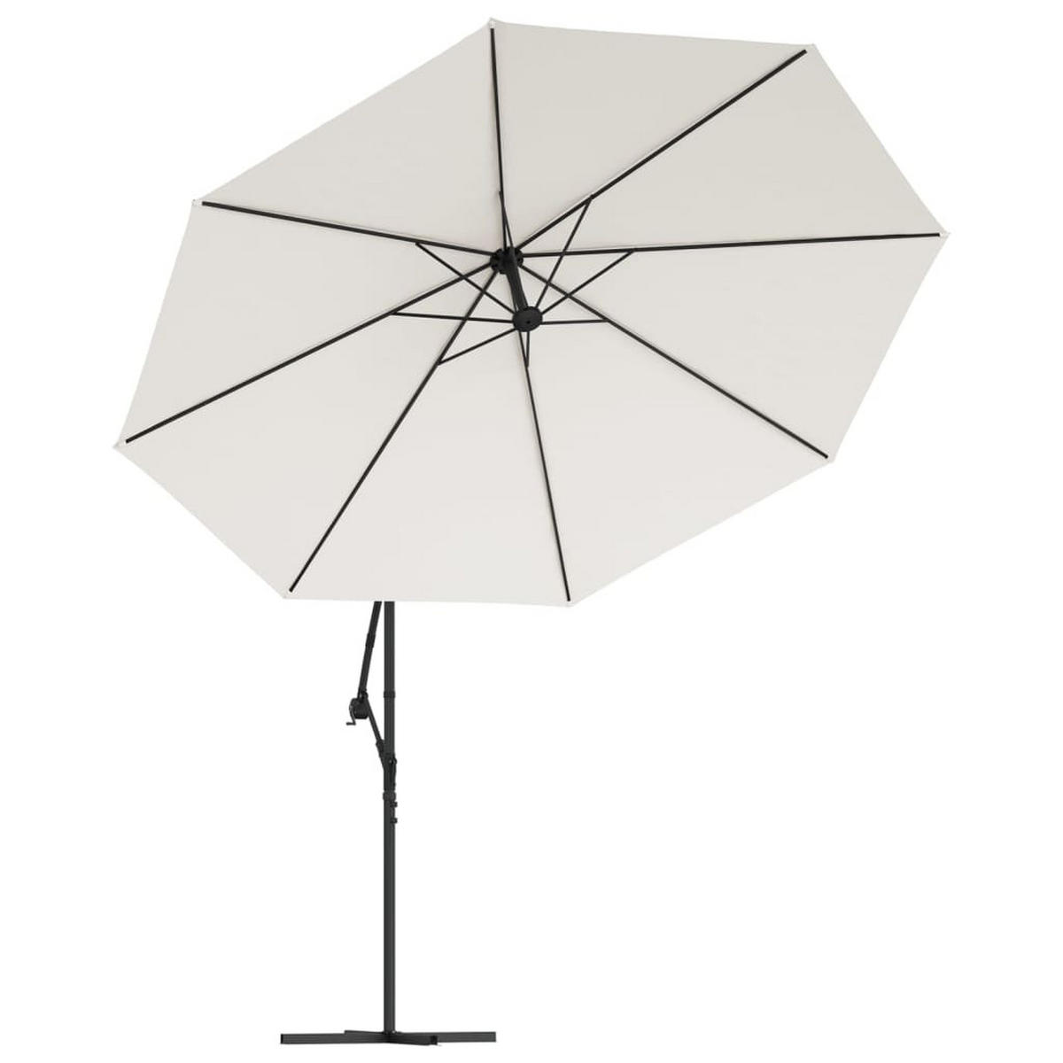 SONNENSCHIRM rund MARC 350cm Sandweiß | UV-Schutz, Kurbelsystem | Ampelschirm rund - Sandfarben, Metall (350/350cm) - DELUKE