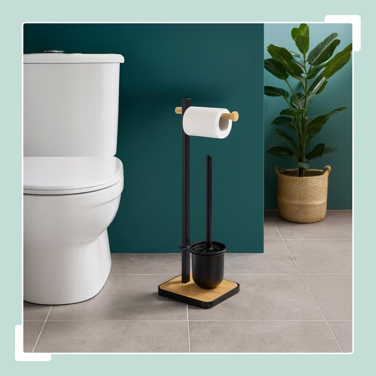 WC Garnitur - Multicolor, Holz/Kunststoff (18/67/18cm) - Relaxdays