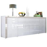 SIDEBOARD La Paz Weiß Hochglanz / Sandgrau Hochglanz - Weiß Hochglanz, Holzwerkstoff (200/72/35cm) - Vladon