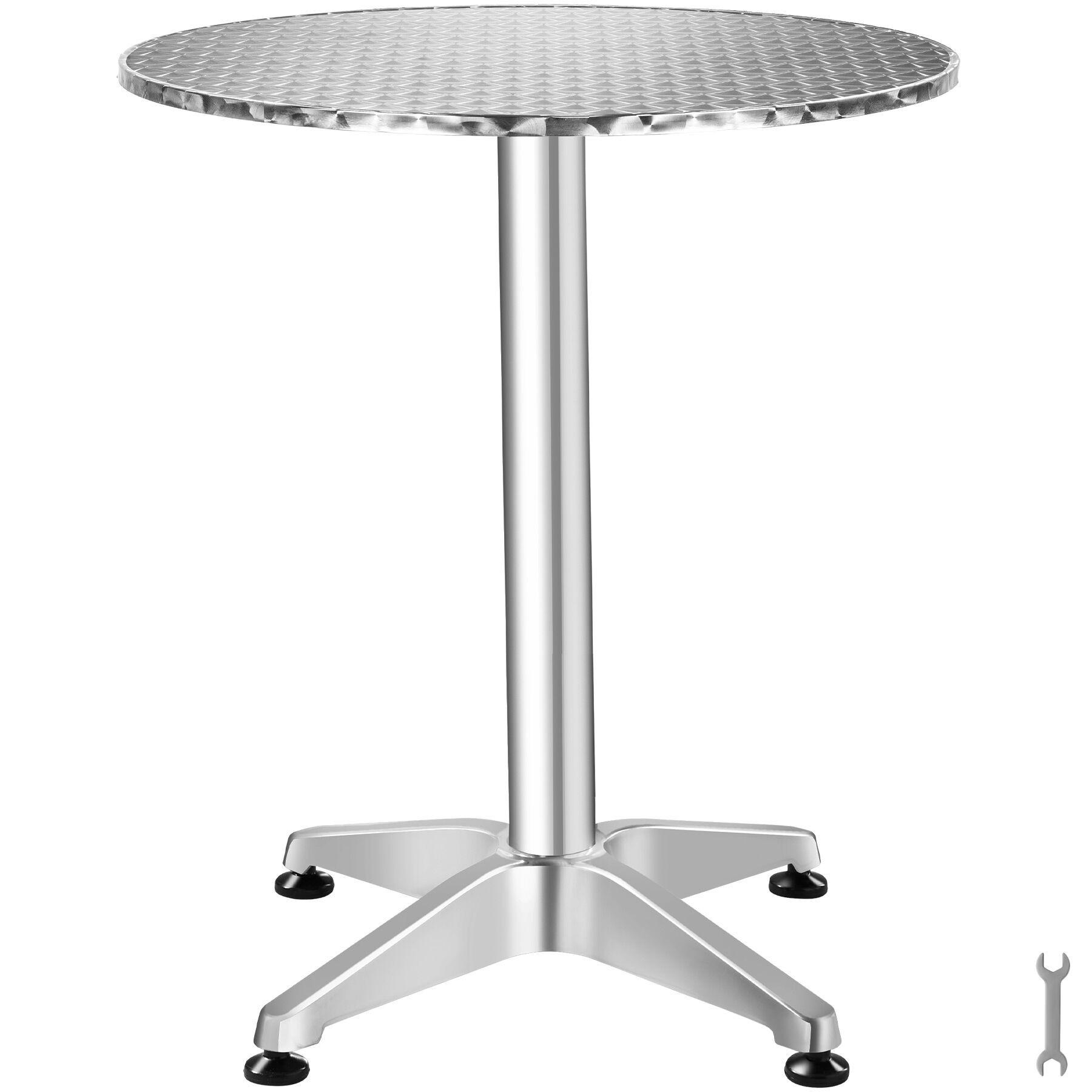BISTROTISCH aus Aluminium Frederic, höhenverstellbare Kunststofffüße, silber - Silberfarben, Holz (67/67/110cm) - tectake