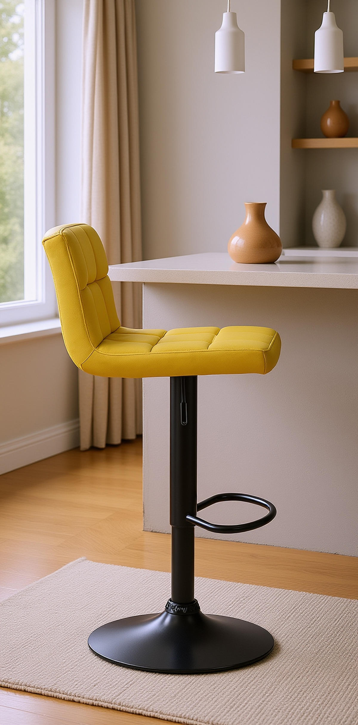 BARHOCKER 2er Set Fenai Samt gelb - Gelb/Schwarz, Textil/Metall (40/106/40cm) - TPFLiving