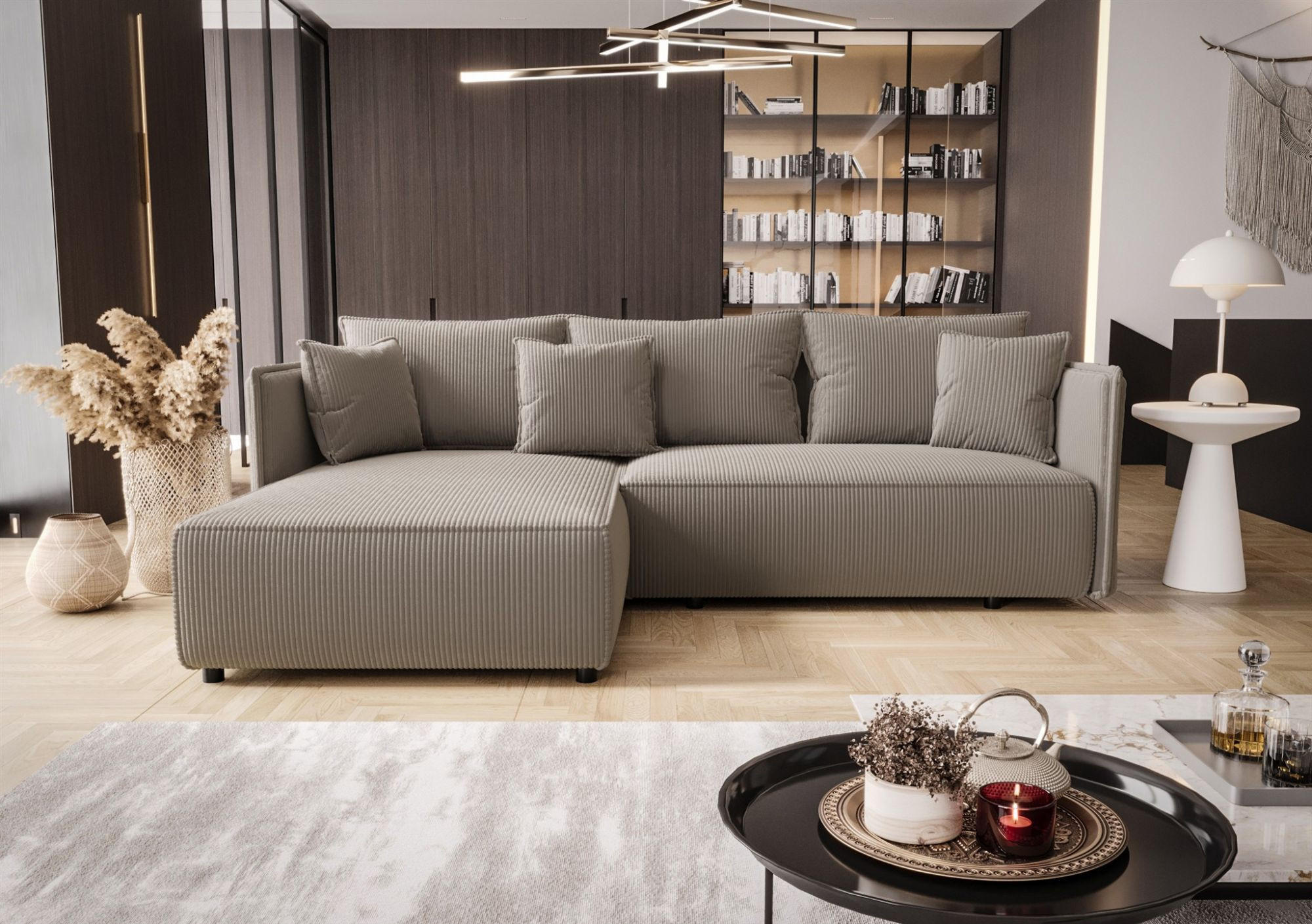 ECKSOFA Evora - Hellbraun, Holzwerkstoff/Textil (245/185cm) - Fun Möbel