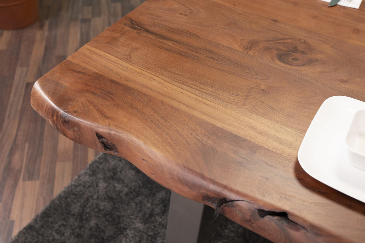 ESSTISCH CALI - Silberfarben/Braun, Holz/Metall (100/240/77cm) - SAM