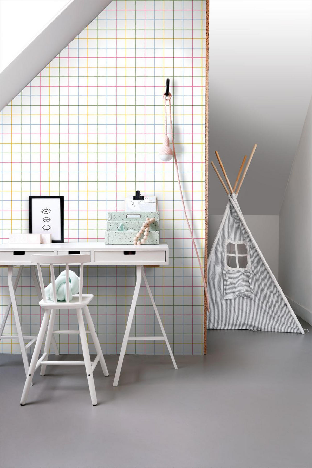 TAPETE Karomuster 50 x 900 cm - Weiß, Papier (50/0.1cm) - ESTAhome
