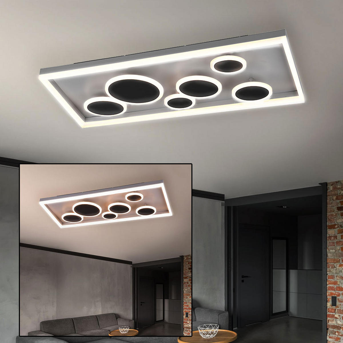 LED DECKENLEUCHTE Harriet Anthrazit - Anthrazit, Metall (80/40/9cm)