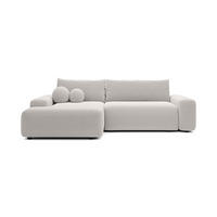 ECKSOFA RUOTA Grau Boucle-Stoff mit Schlaffunktion - Grau, Holz (264/162cm) - MASSENO