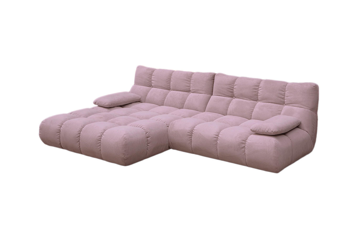 ECKSOFA VIVIEN Pink Cord - Pink/Schwarz, Kunststoff/Textil (290/178cm) - KAWOLA