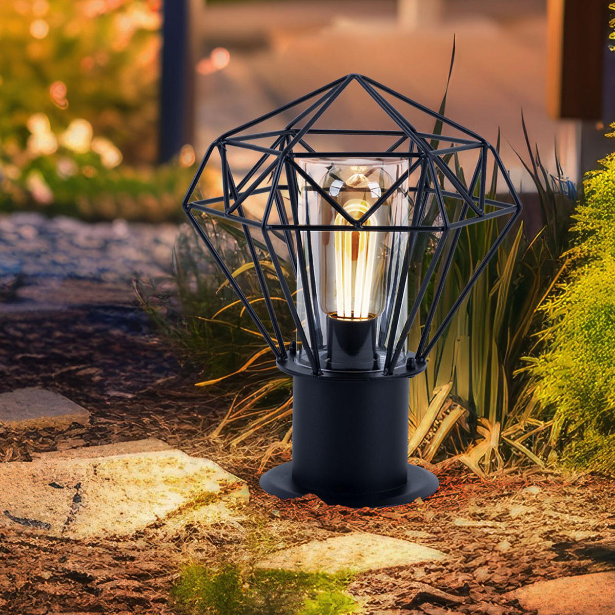 WEGELEUCHTE HORACE Gitterschirm Schwarz - Schwarz, Metall (22.5/25.5/31.5cm) - Globo Lighting