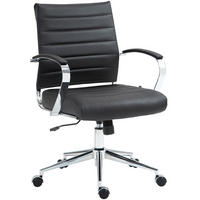 BÜROSTUHL Rynex Echtleder schwarz - Chromfarben/Schwarz, Leder/Metall (57/100/62cm) - TPFLiving