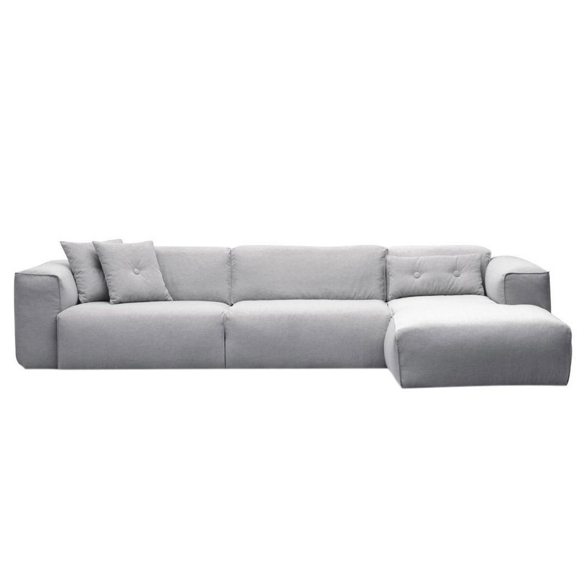 3-SITZER ECKSOFA mit Longchair - Hellgrau/Schwarz, Kunststoff/Textil (317/173cm) - home24