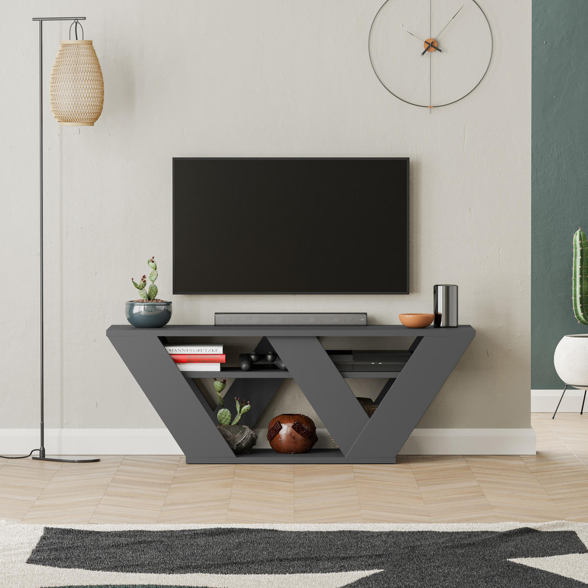 TV-LOWBOARD Pipralla Anthrazit 110/30/40 cm - Anthrazit, Holzwerkstoff (110/40/30cm) - Decortie