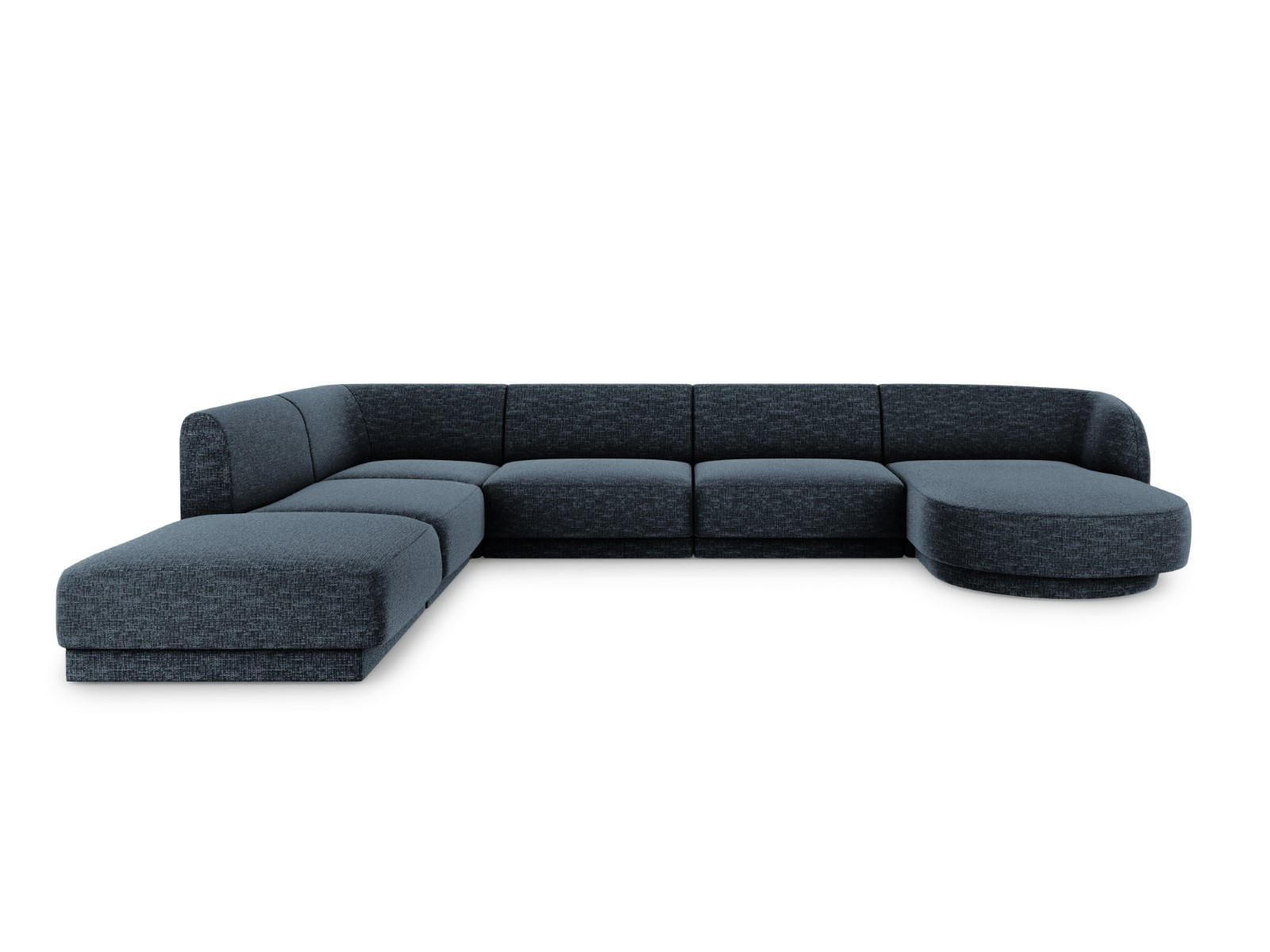 PANORAMASOFA links Miley aus Chenille-Stoff königsblau 6 Sitzplätze - Blau, Textil (255/70/330cm) - Micadoni
