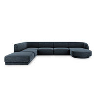 PANORAMASOFA links Miley aus Chenille-Stoff königsblau 6 Sitzplätze - Blau, Textil (255/70/330cm) - Micadoni