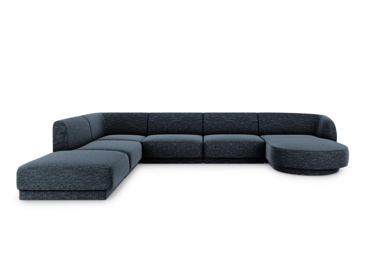 PANORAMASOFA links Miley aus Chenille-Stoff königsblau 6 Sitzplätze - Blau, Textil (255/70/330cm) - Micadoni