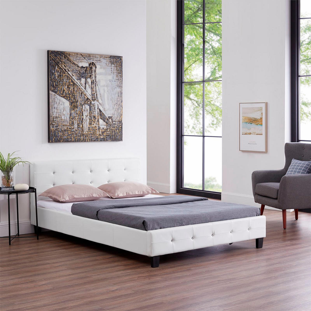 POLSTERBETT KINGSTON 140X200 CM - Weiß, Textil (140/200cm) - CARO-Möbel