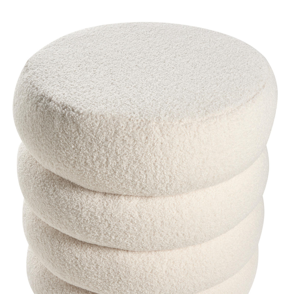 POUF Bouclé Cremeweiß Sumpter - Weiß, Textil (43/47/43cm) - Beliani