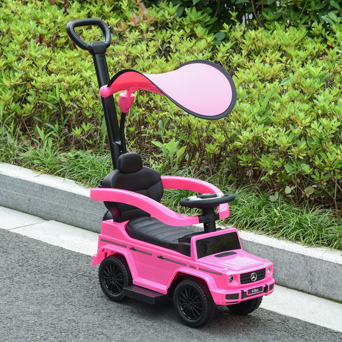 RUTSCHFAHRZEUG DE-16990 mit Klaxon, Sonnenschirm & Fußstütze Rosa - Pink, Kunststoff (85.5/40.5/95cm) - ComfortXL