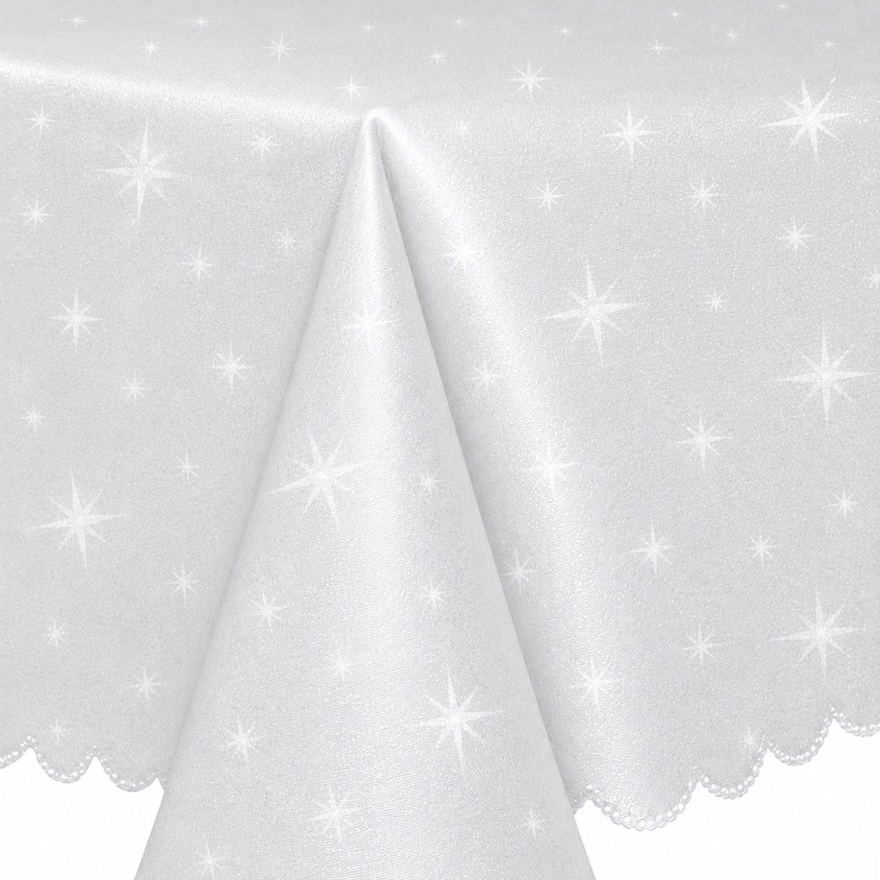 TISCHDECKE 90/90 quadratisch Lurex Sterne Weiß - Weiß, Textil (90/90cm) - TiborTex