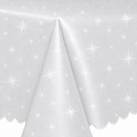 TISCHDECKE 130/220 eckig Lurex Sterne Weiß - Weiß, Textil (130/220cm) - TiborTex