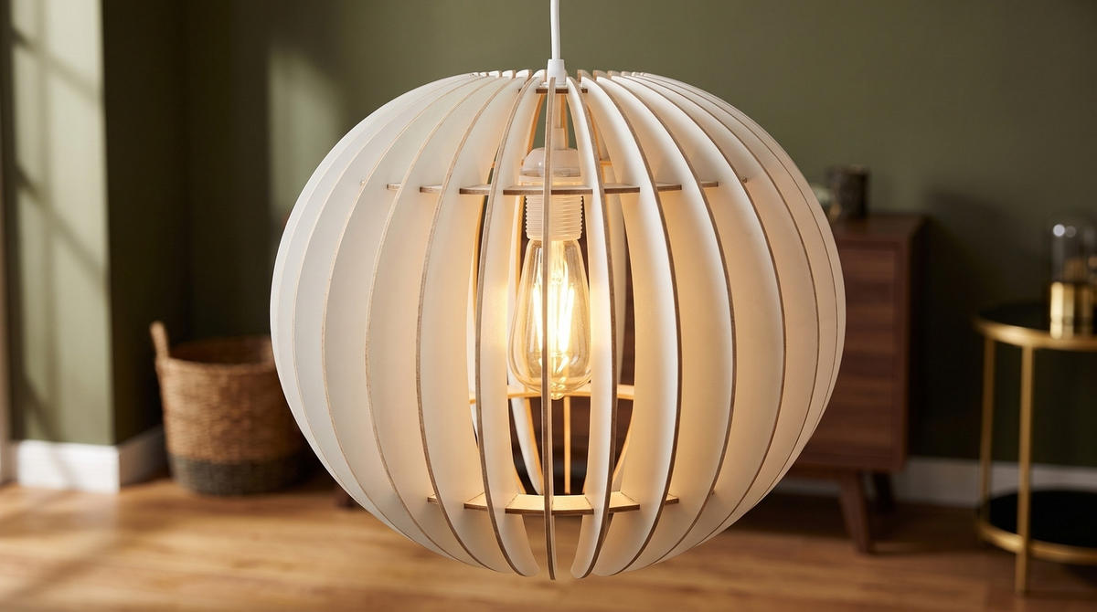 HÄNGELAMPE BOLZANO Weiß Holz - Weiß, Holz (36/36/70cm) - KAWOLA
