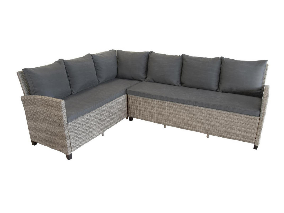 DININGLOUNGE-SET Alpina Grau Polyrattan für 9 Personen - Grau, Naturmaterialien - Green Spirit