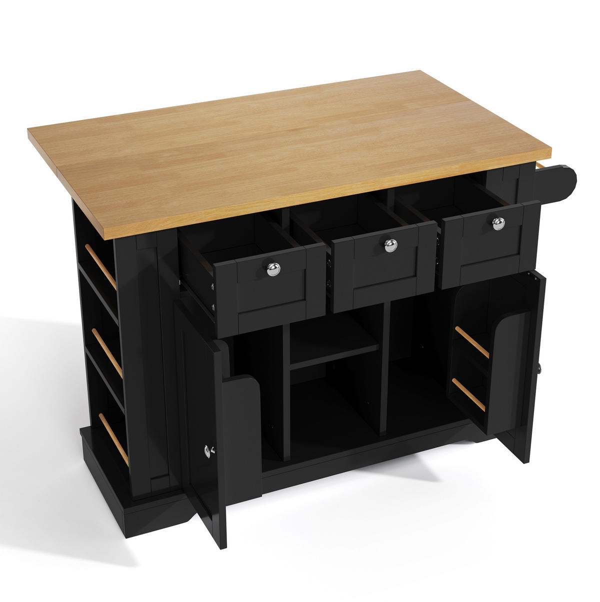 KÜCHENINSEL mit ausziehbarer Arbeitsplatte 132 cm Natur/Schwarz - Schwarz, Holz (70/87/132cm) - Beauniv