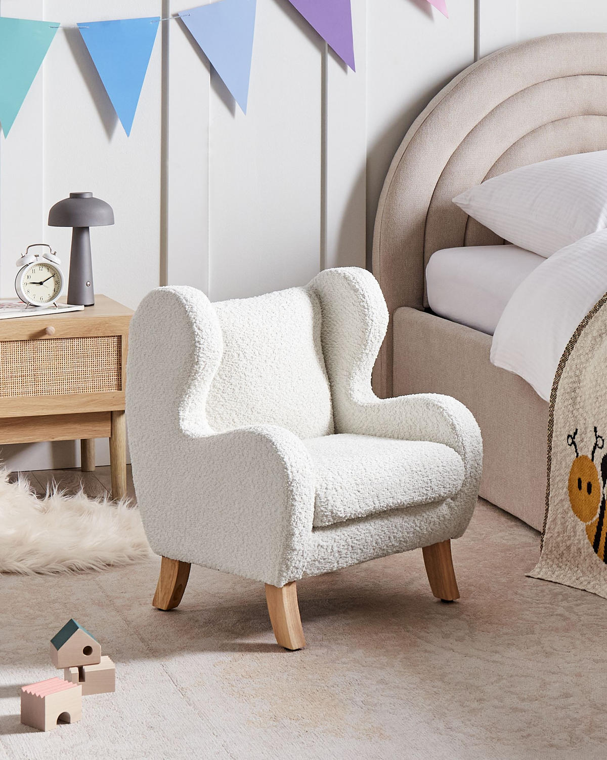 KINDERSESSEL Bouclé Cremeweiß Farum - Weiß, Textil (45/55/41cm) - Beliani