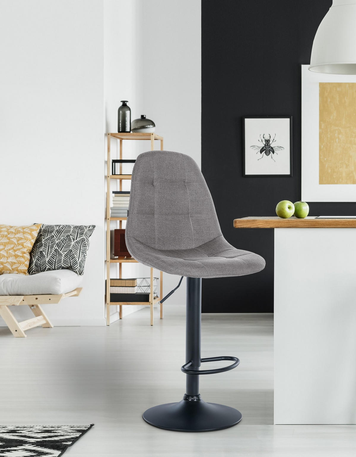 BARHOCKER Metall grau - Grau, Textil/Metall (47/99/56cm) - CLP