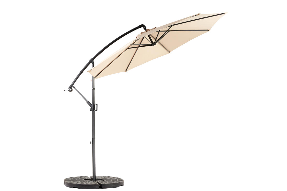 AMPELSCHIRM aus Stahl 294x294x250 cm in Beige mit Kurbel & Neigefunktion - Beige, Metall (294/294cm) - Modfu