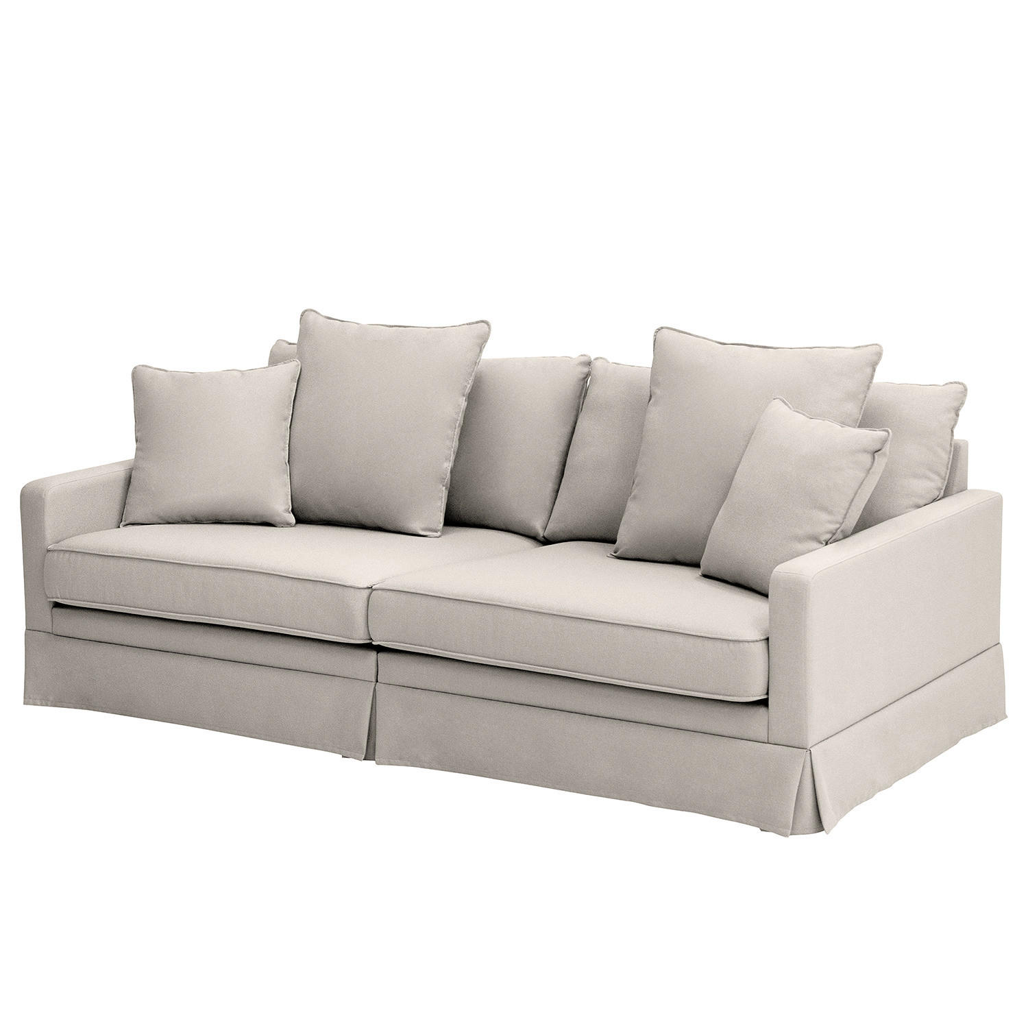 BIGSOFA mit Husse - Webstoff - Hellgrau/Schwarz, Kunststoff/Textil (230/89/110cm) - home24