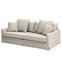 BIGSOFA mit Husse - Webstoff - Hellgrau/Schwarz, Kunststoff/Textil (230/89/110cm) - home24