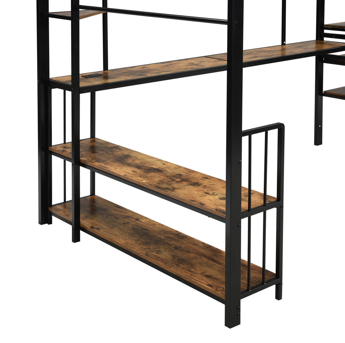 HOCHBETT 120x200 cm in Schwarz und Dunkelwalnuss mit Ladeanschluss - Schwarz, Metall (120/200cm) - IVMEU