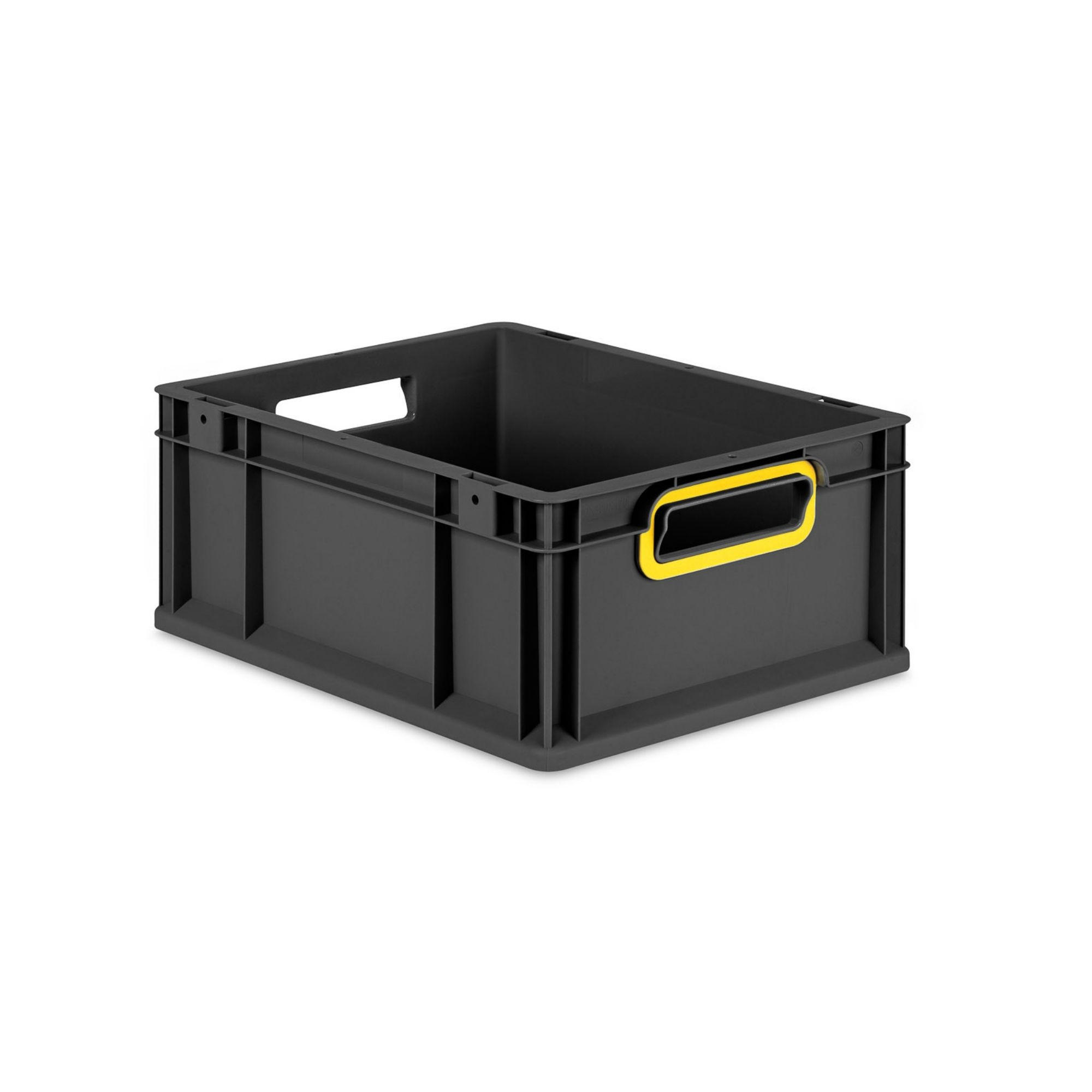 EUROBOX NextGen Color 17x30x40 cm 16 Liter Griffe gelb offen, Schwarz - Gelb/Schwarz, Kunststoff (30/17/40cm) - PROREGAL