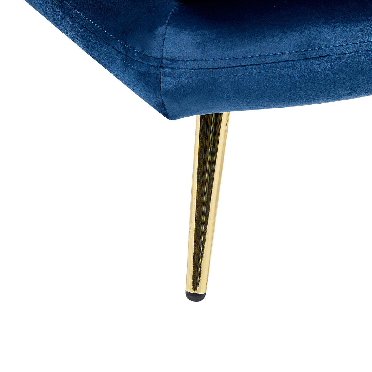 ČALOUNĚNÉ LEHÁTKO CHAISE LONGUE Sametová látka modré levostranné Gonesse - zlatá/tmavě modrá, textil (160/72/79cm) - Beliani