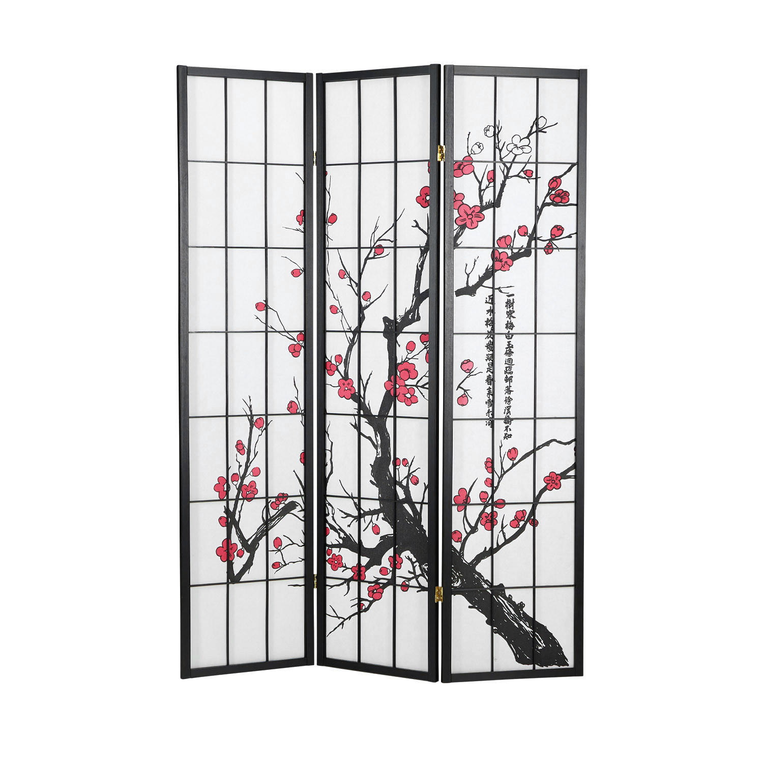 Homestyle4u Paravent Schwarz 132x179x2 cm