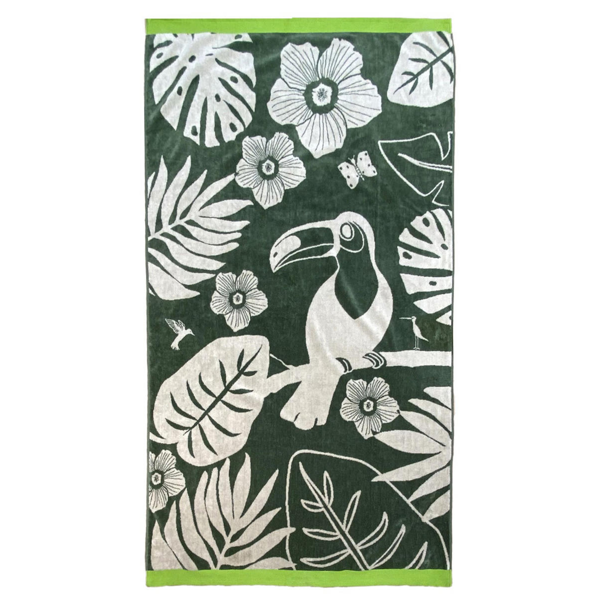 STRANDTUCH Velours-Jacquard Musia 100x175 470 g/m2 grün - Grün, Textil (100/175cm) - LE COMPTOIR DE LA PLAGE
