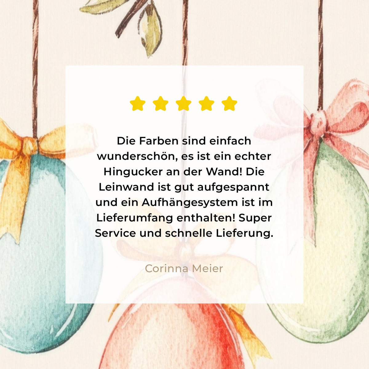 LEINWANDBILD Osterkuchen - Schleife - Eier Wandbild Wohnzimmer 60x80 cm - Creme, Textil (60/80cm) - MuchoWow