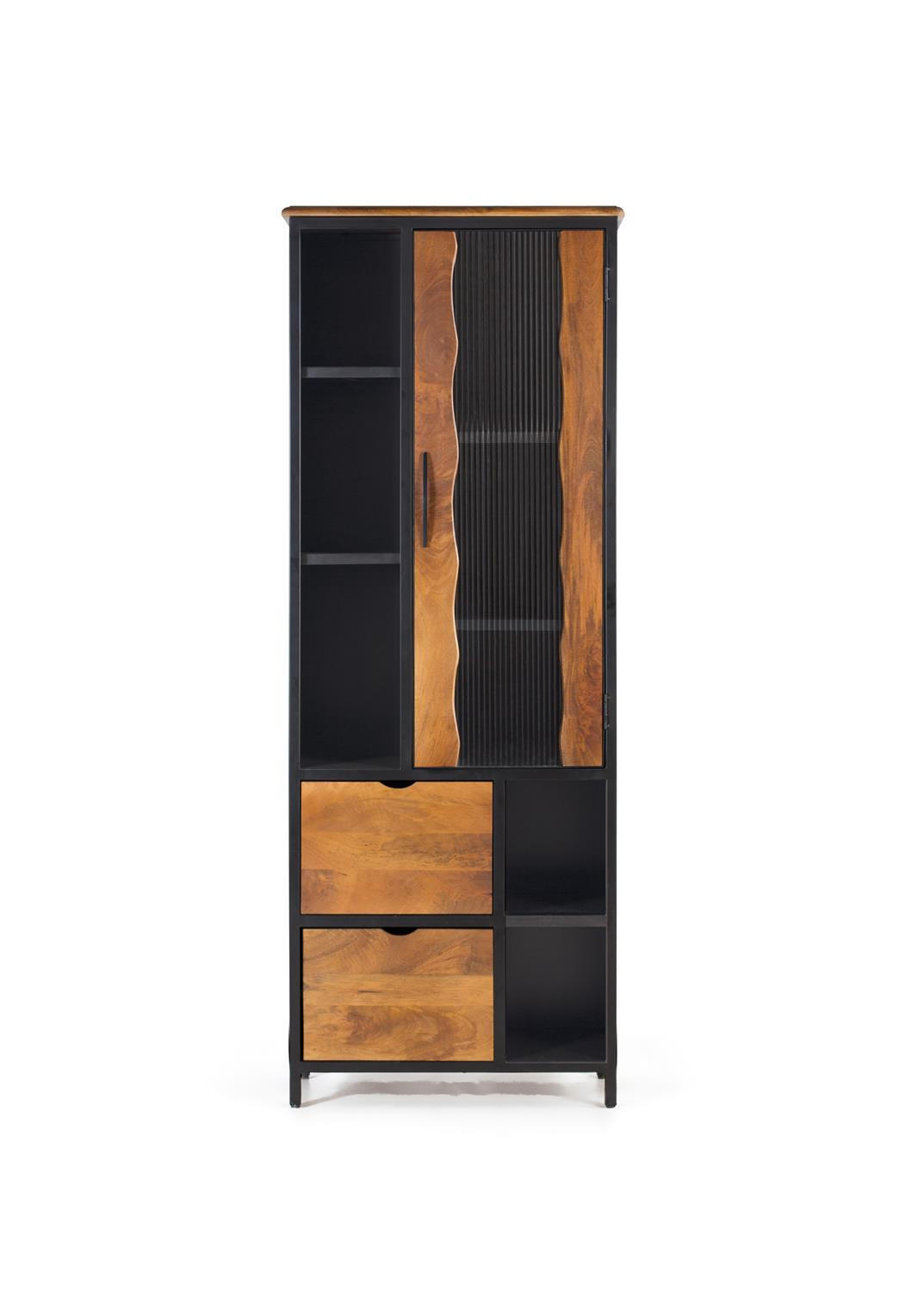 VITRINE Mangoholz und Metallelementen - Schwarz, Holz (38/198/75cm) - Giner y Colomer
