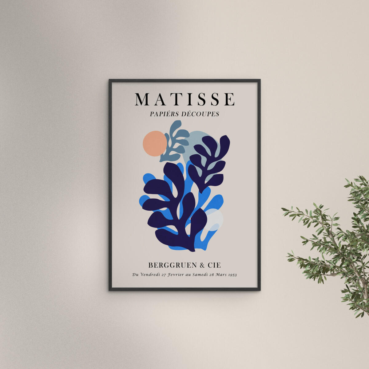 POSTER mit Rahmen Vitor Costa - Matisse floral Poster 5 - Multicolor/Schwarz, Holz/Papier (50/70cm) - Poster&Frame